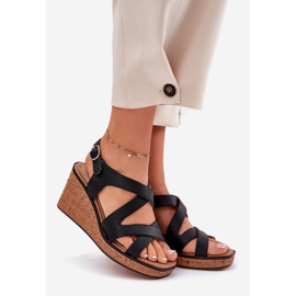 Frauensandalen auf Keil Sergio Leone SK223 Schwarz 1