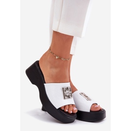 Damenlederflip Flops mit einem Vinceza 79526 Weiß 1