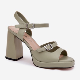 Damen -Ledersandalen für Frauen auf dem Vinceza 77110 Post Green grün 4