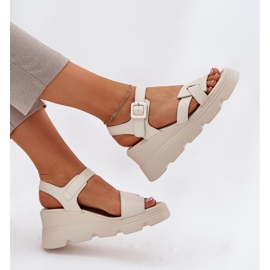 Damen -Ledersandalen für alten Artikern 54C1624 Beige 6