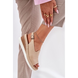 ARTIKER Damen -Ledersandalen für einen Keilartker 56C0919 Beige 5