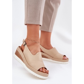 ARTIKER Damen -Ledersandalen für einen Keilartker 56C0919 Beige 2