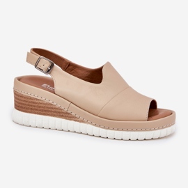 ARTIKER Damen -Ledersandalen für einen Keilartker 56C0919 Beige 4