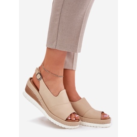 ARTIKER Damen -Ledersandalen für einen Keilartker 56C0919 Beige 1