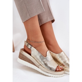 ARTIKER Frauen Ledersandalen für einen Keilartker 56C0920 Gold golden 7