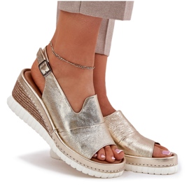 ARTIKER Frauen Ledersandalen für einen Keilartker 56C0920 Gold golden 8