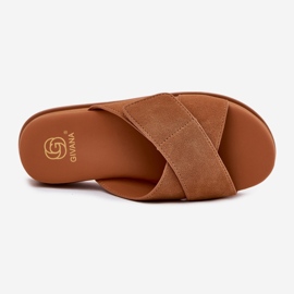 Frauenflip -Flops auf der Plattform mit Kamel -Verflechtungsstreifen braun 2