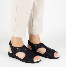 Vriston Frauenschuhe flexible Sandalen bequem Emma Schwarz glänzend 2