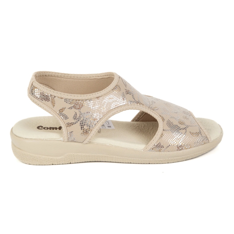 Vriston Frauenschuhe flexible Sandalen bequem Emma Beige glänzend ohne 2