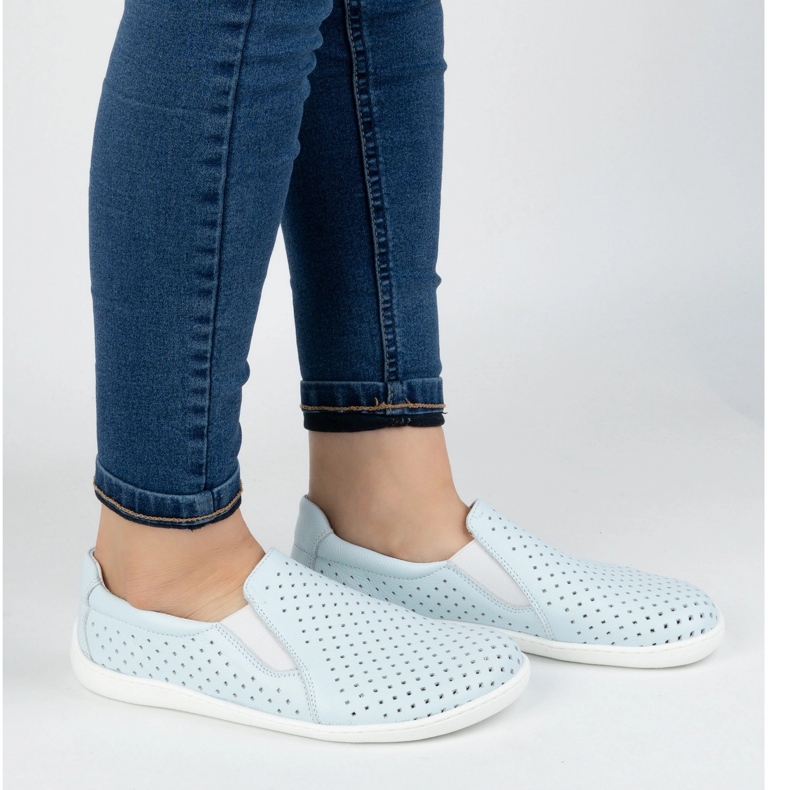 Olivier Barfuß Frauen Lederschuhe Minimalist Openwork Hluned 1308pol Blau 1