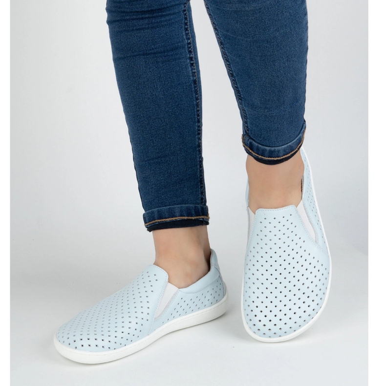 Olivier Barfuß Frauen Lederschuhe Minimalist Openwork Hluned 1308pol Blau 2