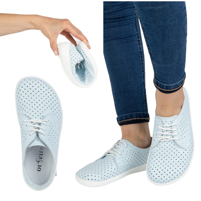 Olivier Barefoot Frauen minimalistische Openwork -Schuhe 1288pol Blau 2