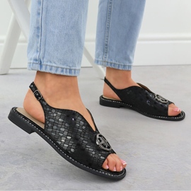 S.Barski Frauen Ledersandalen Czarne S. Barski Kv51-094 schwarz 5