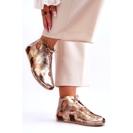 Maciejka Leichte Lederstiefel 03426-42 Gold golden 2