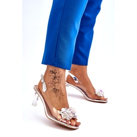 S.Barski Elegante transparente Sandalen mit silberner Lilah-Dekoration silber- 1