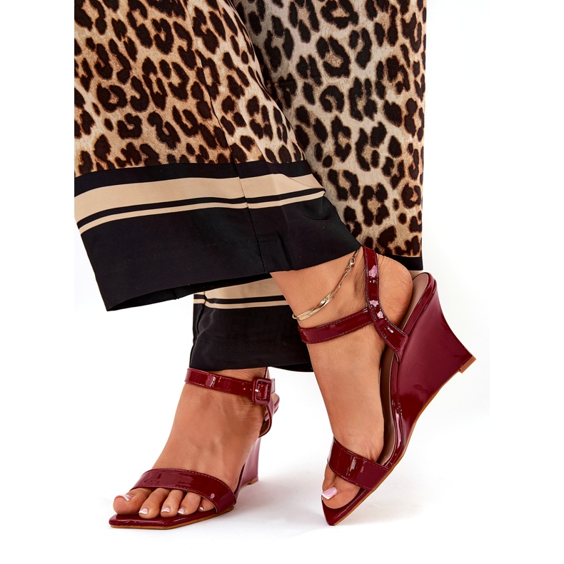 Bemalten Frauen Sandalen für Burgunderschnitte rot 1