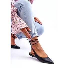 Frauen gebundene Ballerinas schwarze Sandalen gebunden 4