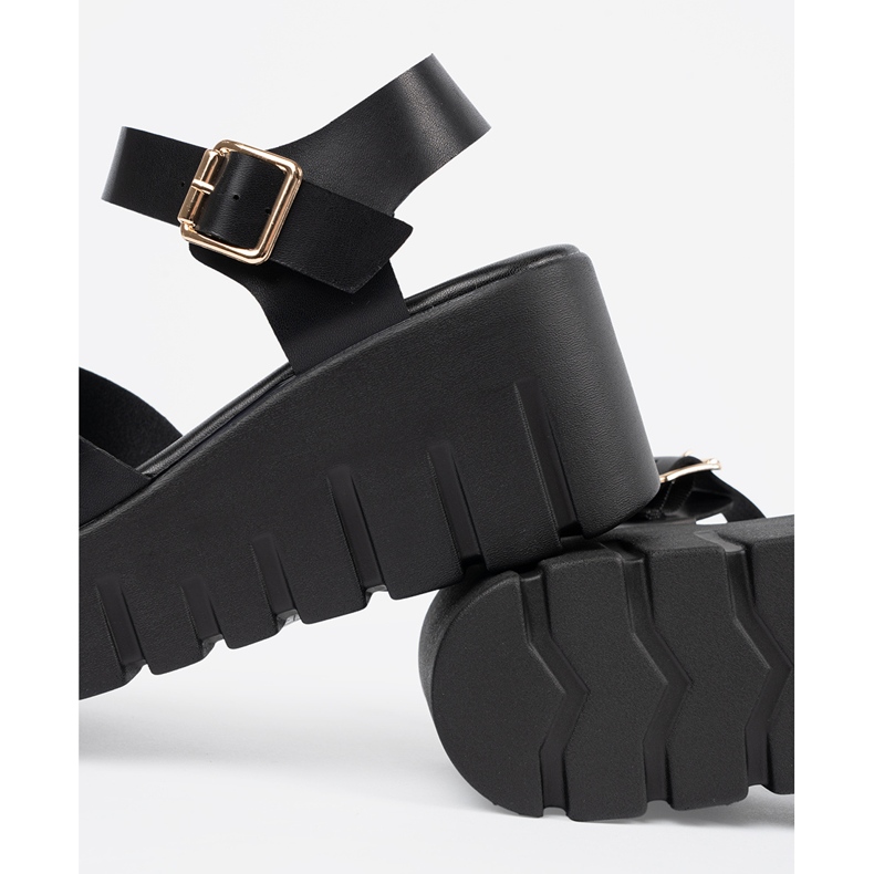 Seastar Schwarze Sandalen von Frauen auf einer hohen Plattform 1