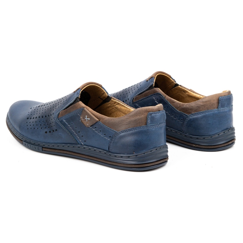 Polbut Herren-Sommer-Lederschuhe 401L Marineblau mit Braun 5