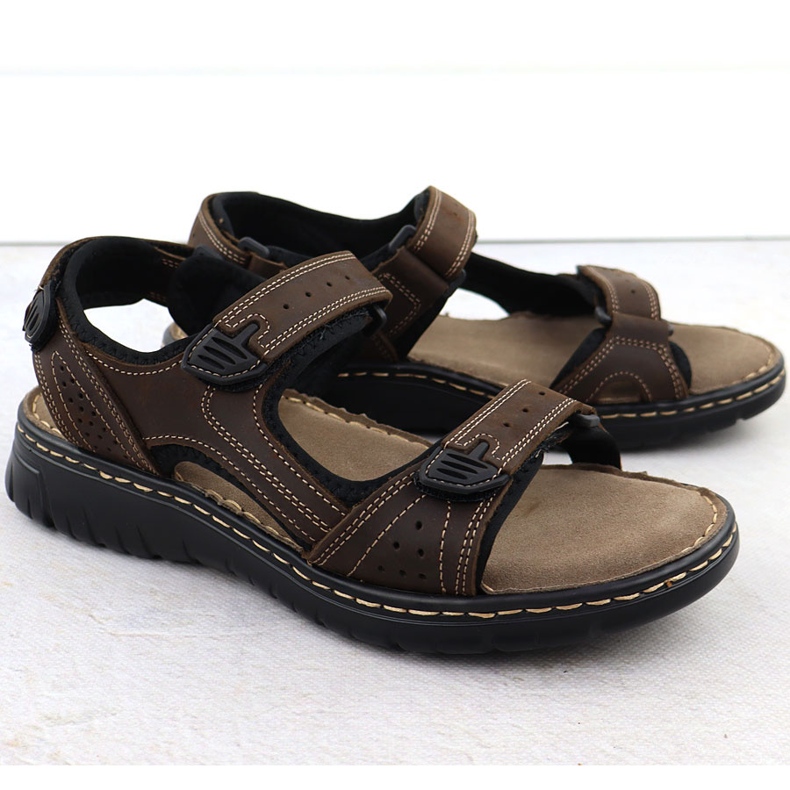 Herrenledersandalen für braune Klettverschlüsse McKeylor 95320 1