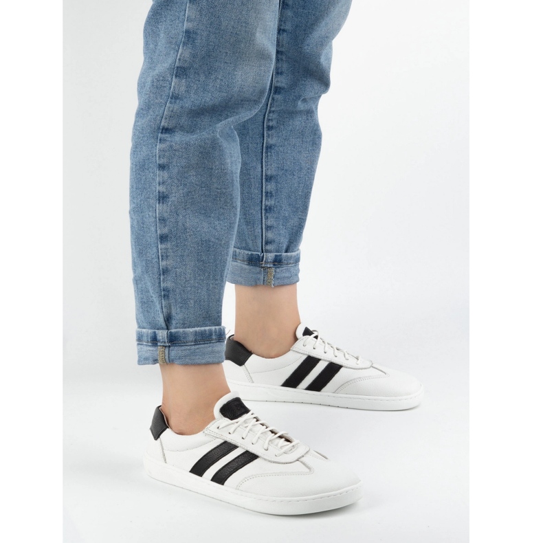 Damen Lederschuhe Joker Blackorwhite Weiß - Minimalistische Turnschuhe Olivier 1