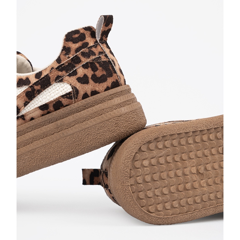 Frauen -Turnschuhe mit Leopardendruck braun 1
