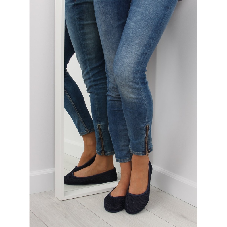 Marineblaue Mesh-Ballerinas 1