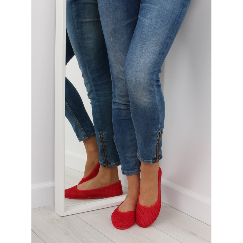 Rote Mesh-Ballerinas JX56 Rot 1
