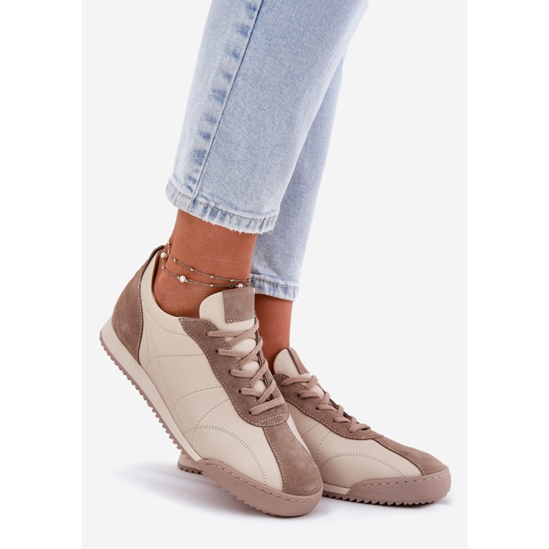 Laura Messi 2935 Damen -Ledersportschuhe für Frauen beige 1