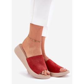 Frauen Wildleder Flip Flops auf dem Panto Fino RR267040 Keil rot 1