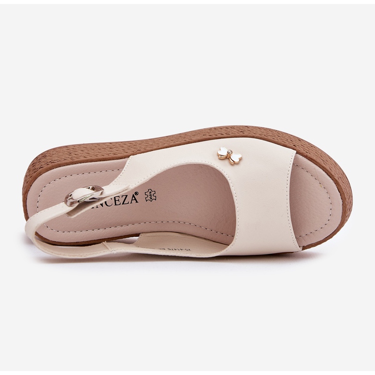 Frauen Ledersandalen auf dem Vinceza 41476 Beige Keil 2