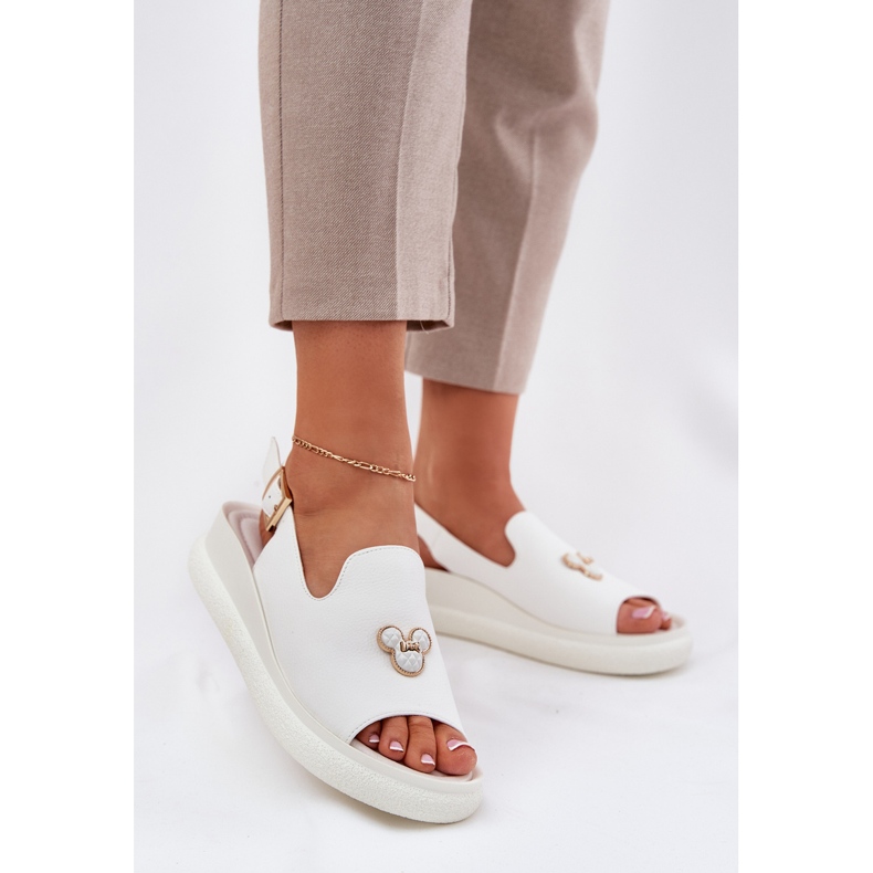 Vinceza Damen -Ledersandalen mit der Dekoration von Vincez 66757 Weiß 2