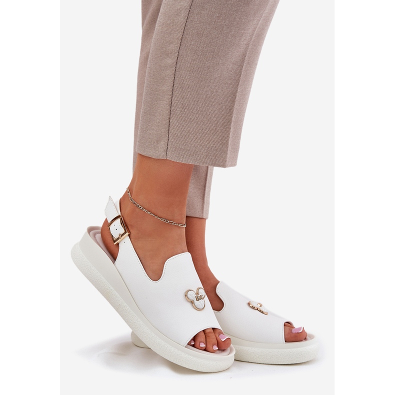 Vinceza Damen -Ledersandalen mit der Dekoration von Vincez 66757 Weiß 1