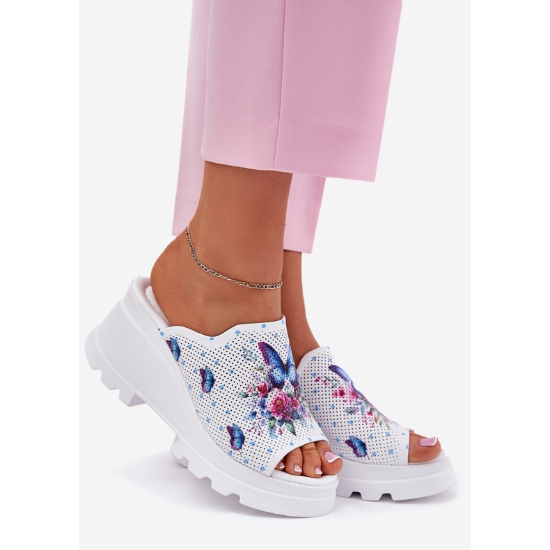 Damen Leder Flip Flops Artiker 56C0428 Weiß 1