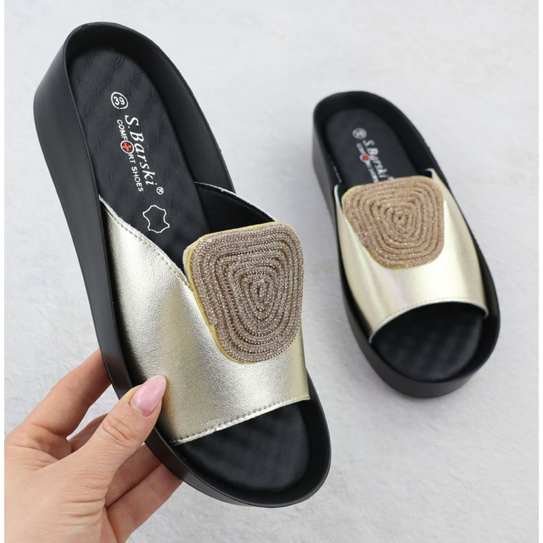 S.Barski Frauenlederübersicht süßer Sommer mit Zirkonia Złote S. Barski Kv51-028 golden 1