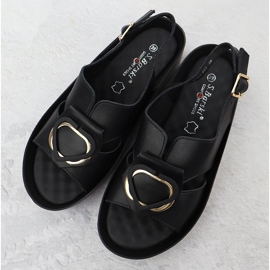 S.Barski Damen-Ledersandalen auf Keilen Czarne S. Barski Kv51-031 schwarz 3