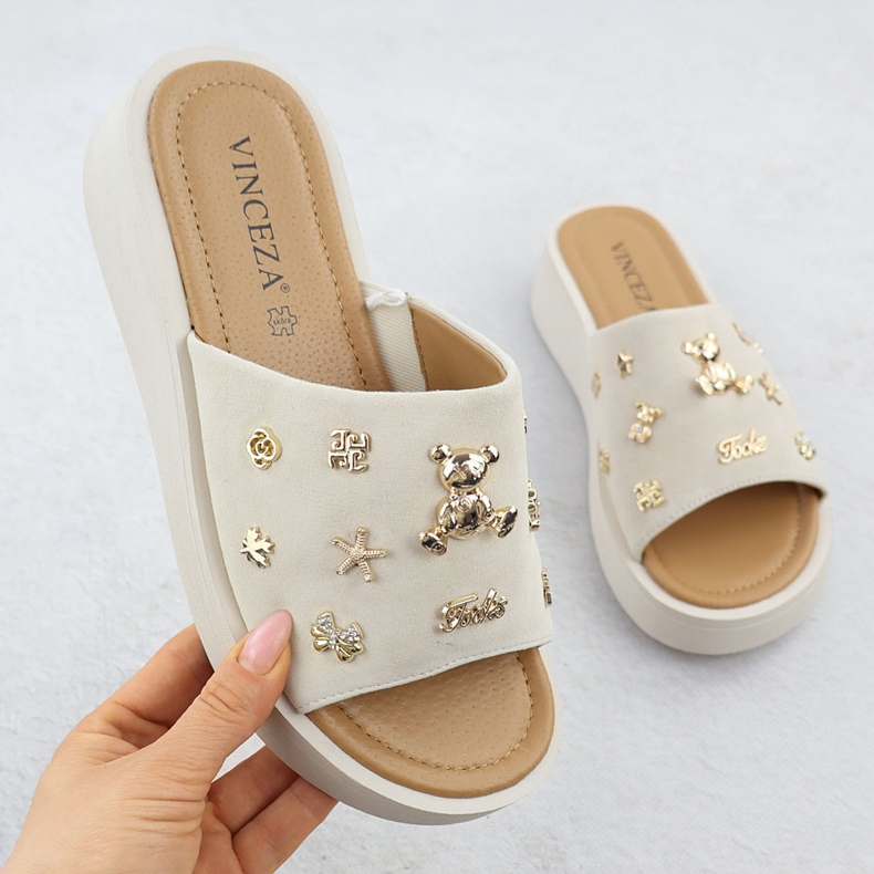 Frauen Lederkeile mit Beige Vinceza 66741 1