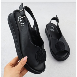 Frauensandalen mit Leder mit Zironen schwarz Filippo DS6984 1