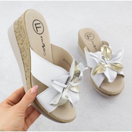 Lederkeile mit Blumen weiß Filippo DK7039 1