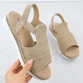 EVento Frauensandalen auf einer Plattform rutschten mit Beige 8828 Beige 1