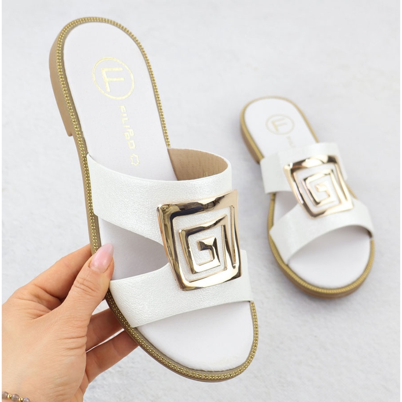 Damenflip Flops mit Dekoration White Filippo DS3703 weiß 1