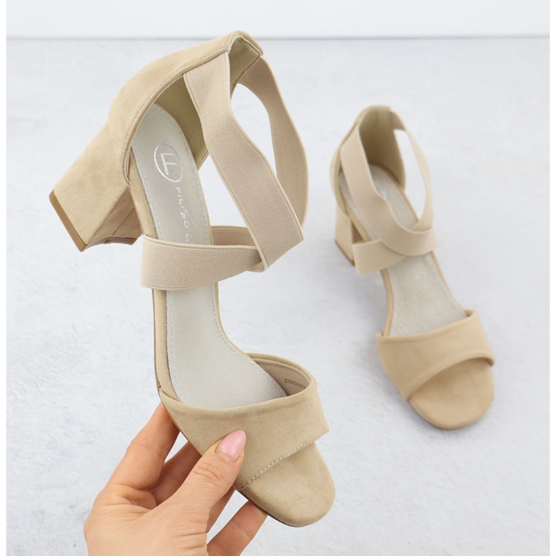 Frauensandalen auf dem Posten auf dem beige Elastics Filippo DS6920 eingefügt 1