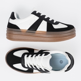 Shelvt Schwarz-weiße Plateau-Sneaker 5