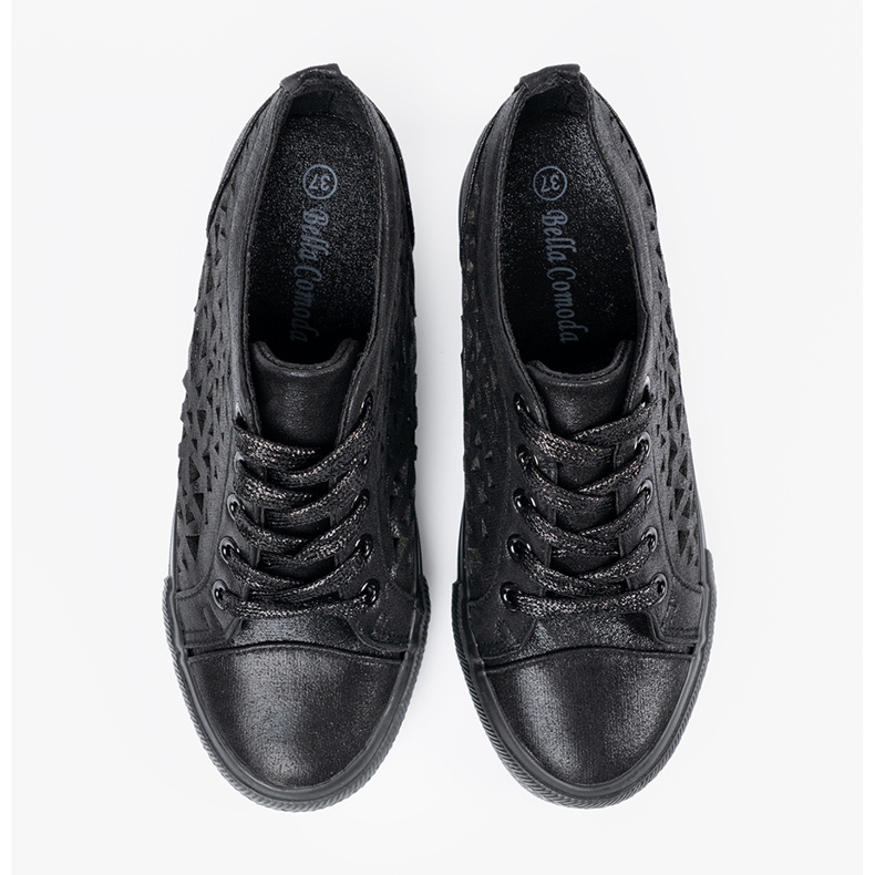 Shelvt Openwork Women's Wedges Sneakers schwarz 1