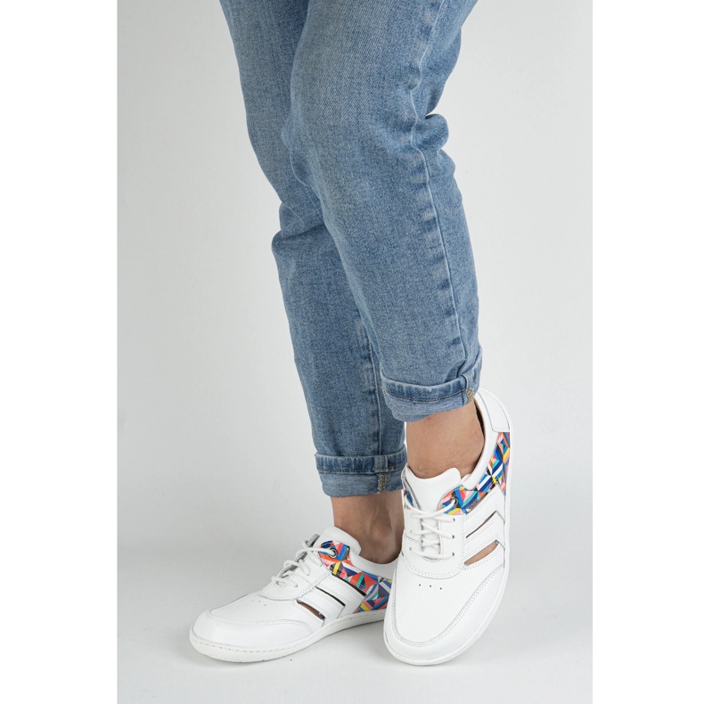 Barfuß -Turnschuhe Frauen Leder minimalistische Layla Olivier White weiß 2