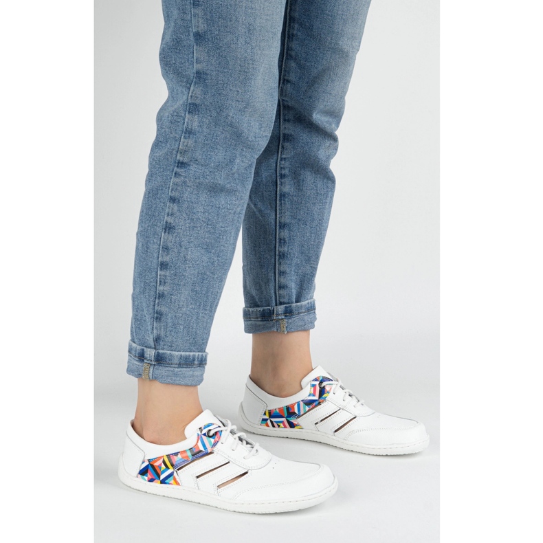 Barfuß -Turnschuhe Frauen Leder minimalistische Layla Olivier White weiß 1