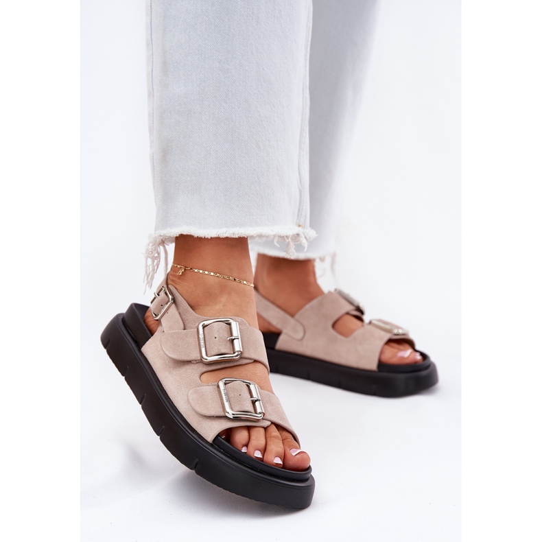 Frauen Wildleder Sandalen mit Big Star RR274663 Klemmen hellrosa 2