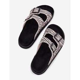 Women's Suede Flip Flops mit D.Franklin DFSH405002 Zebra Schnallen beige 12