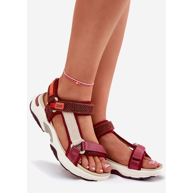 Damenklett Sandalen D.Franklin DFSH406003 Burgund rot 1