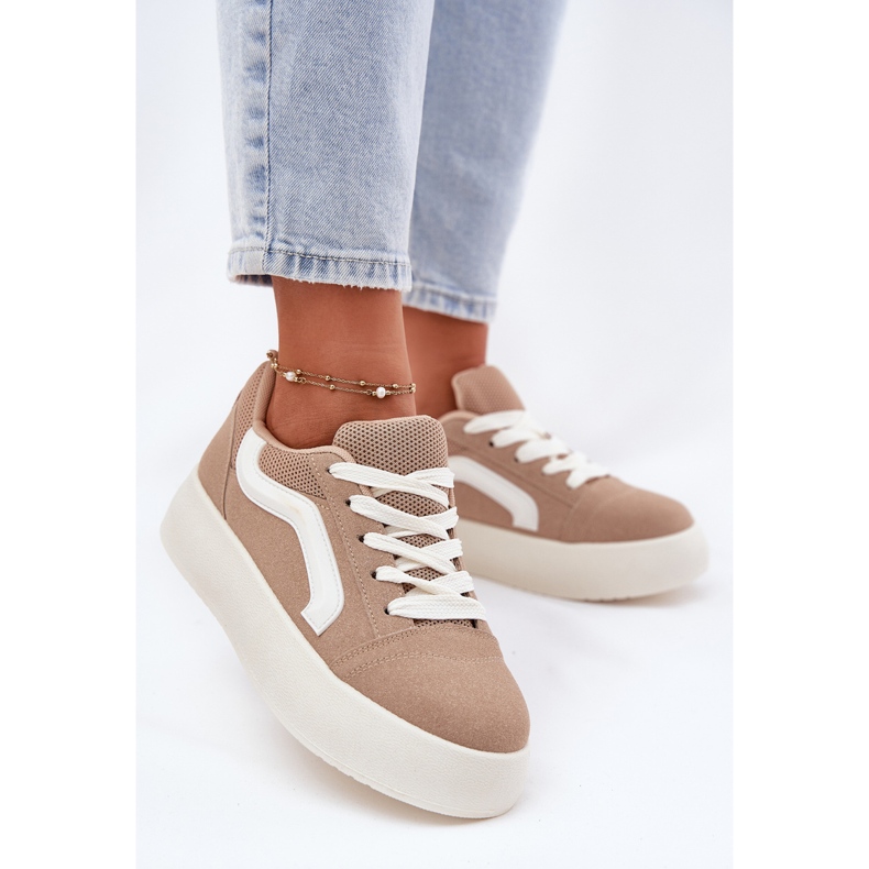 Inna Frauen -Sneaker auf der Khaki -Plattform beige 2